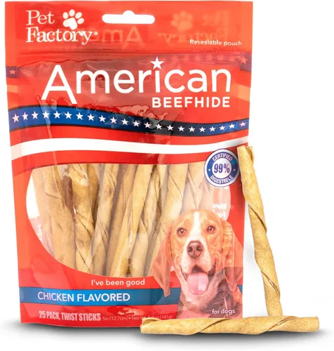Vista 17 de Pet Factory American Beefhide - Rollos de chips de 5 pulgadas para perros, sabor a carne de res y pollo, 50 unidades/1 paquete