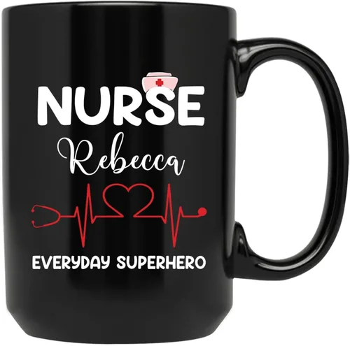 Vista 18 de Taza personalizada con texto en inglés «A Truly Great Nurse Is Hard To Find Difficult To Part With And Impossible to Forget », taza de café Taza