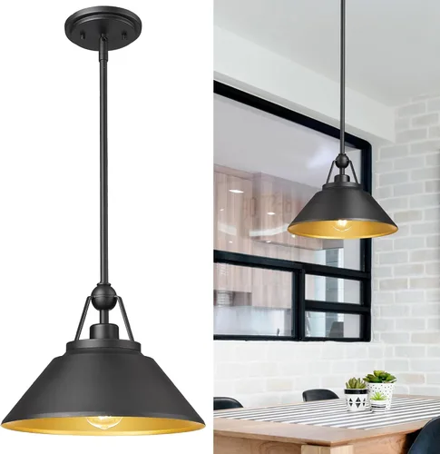 Vista 10 de HWH - Lámpara colgante blanca, moderna lámpara de isla de cocina de 12 pulgadas, iluminación colgante de 1 luz para comedor, escuela, metal negro