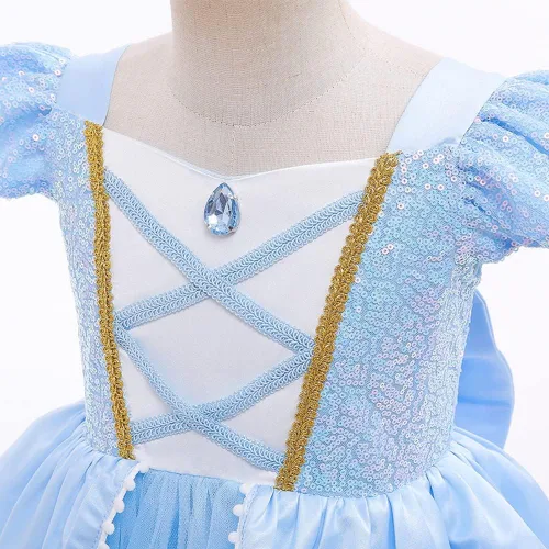 Vista 21 de Vestido de cumpleaños de princesa Cenicienta para niñas, disfraz de Halloween, concurso de Navidad, fiesta de baile con accesorios