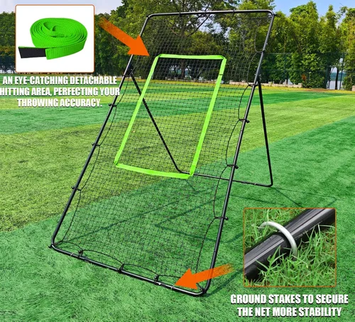 Vista 7 de 4x7ft Adjustable Volleyball Rebounder with Volleyball and Bag for Practice Complete Set 5 Adjustable Angles Large Practice Area Multi