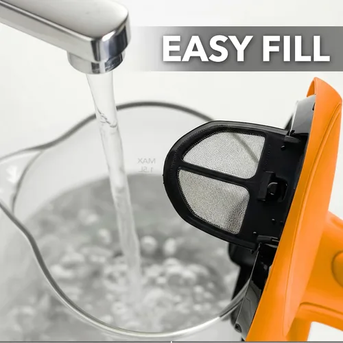 Vista 5 de OVENTE Hervidor Eléctrico, 1.5L de Vidrio de Borosilicato para Encimera, Calentador y Hervidor de Agua para Café o Té, Libre de BPA, Apagado Naranja