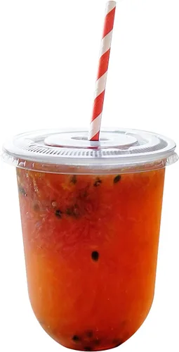 Vista 8 de 100 unidades de vasos de plástico desechables de 16 onzas con tapas, vasos transparentes de plástico para bebidas frías/Bubble Boba/café