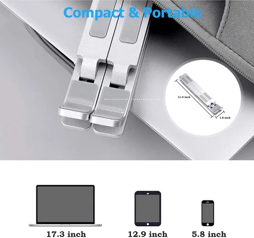 Vista 5 de Soporte de computadora portátil para escritorio, soporte estable para MacBook Pro, elevador ergonómico de aluminio para computadora de 12, 13, 15