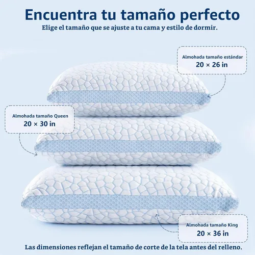 Vista 8 de QUTOOL CertiPUR-US - Juego de 1 almohadas refrescantes mejoradas para dormir, de espuma viscoelástica triturada, tamaño estándar, para personas que