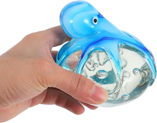 Vista 6 de Figura de pulpo de vidrio: Pulpo de vidrio soplado a mano Artesanías de pisapapeles Escultura de animales marinos para pecera Decoración del hogar