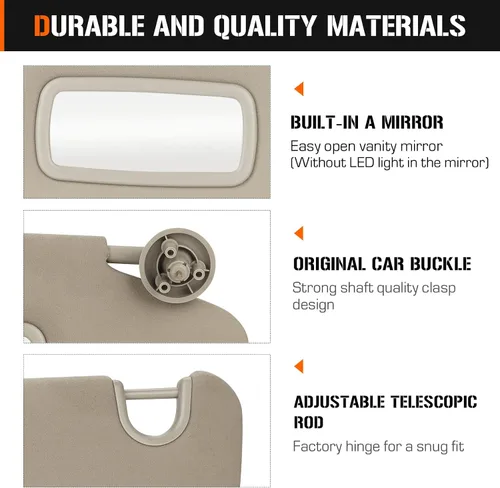 Vista 4 de Visera solar gris beige izquierda y derecha para Dodge Ram 1500 2500 3500 2002-2009, repuesto para parasol de automóvil para el lado del conductor