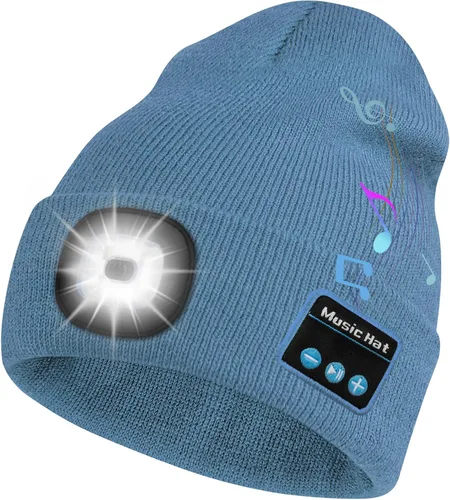 Vista 12 de Bosttor Gorro Beanie Bluetooth con Luz, Gorra con Linterna Frontal con Auriculares y Micrófono de Altavoz Integrado, Regalos para Hombres Mujeres