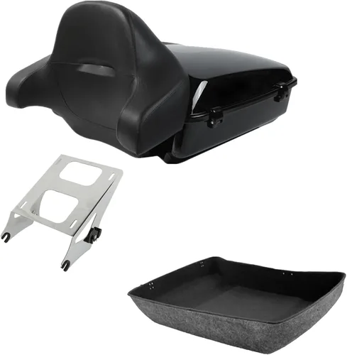 Vista 14 de XFMT Maleta negra mate cortada de 10.7 pulgadas con pestillo para Harley Trunk Touring Road King Street Glide Road Glide Electra Glide 2014-2025