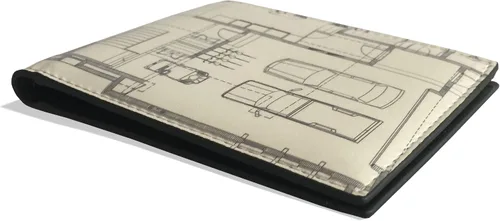 Vista 3 de ArcPress Cartera plegable moderna con bloqueo RFID con acabado de madera hormigón y diseño arquitectónico plano de suelo Plan de piso S