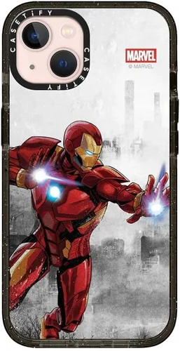 Vista 57 de CASETiFY Impact - Funda para iPhone 13 Mini [Marvel Colab / protección contra caídas de 8.2 pies/Magsafe] - Capitán América VS - Negro transparente