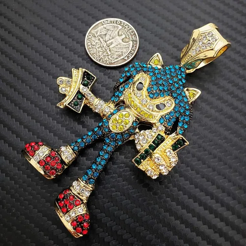 Vista 4 de BLINGFACTORY - Colgante de estilo hip hop con diamante de laboratorio y gargantilla cubana de 18.0 in