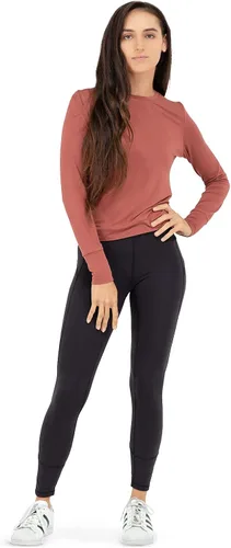 Vista 5 de Somewhere Sunny Camiseta de manga larga de bambú UPF 50+ para mujer, cuello redondo ultrasuave, protección solar UV