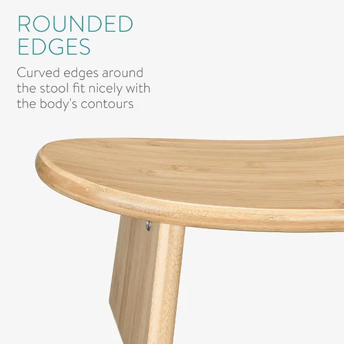 Vista 5 de Navaris Taburete de meditación de bambú, banco para meditación, yoga, práctica, asiento ergonómico en ángulo con bordes redondos para posturas
