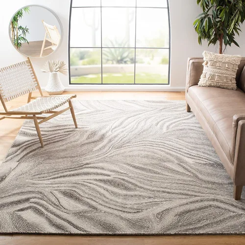 Vista 23 de SAFAVIEH Metro Collection - Alfombra decorativa de 2 x 3 pies, marfil y marrón, hecha a mano, lana abstracta moderna, ideal para zonas de alto