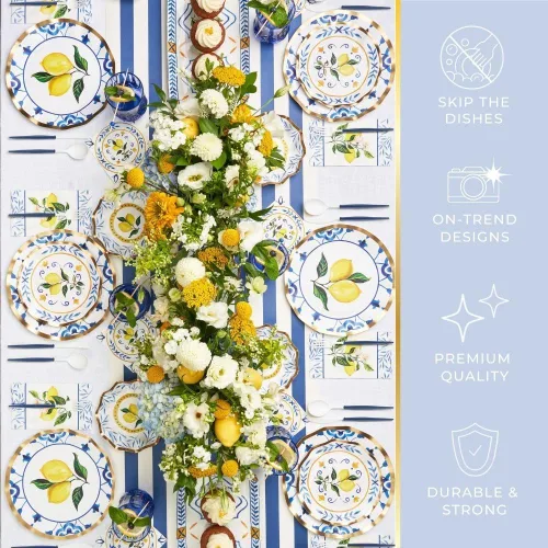 Vista 6 de Sophistiplate Juego de vajilla de 64 piezas. Platos de papel decorativos. Platos pesados de primera calidad para decoración de fiestas. El juego