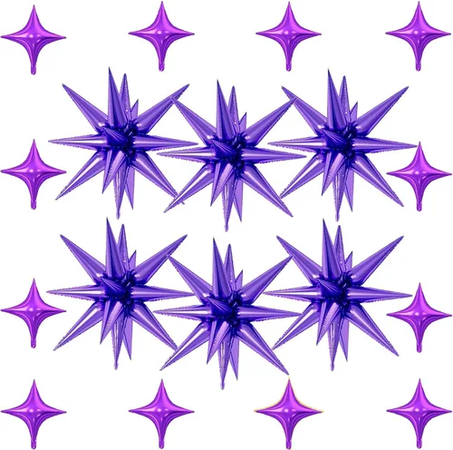 Vista 13 de 18 globos de estrella rosa, globo rosa bebé con 6 globos de estrella en explosión de 22 pulgadas, 12 globos de aluminio de cuatro estrellas