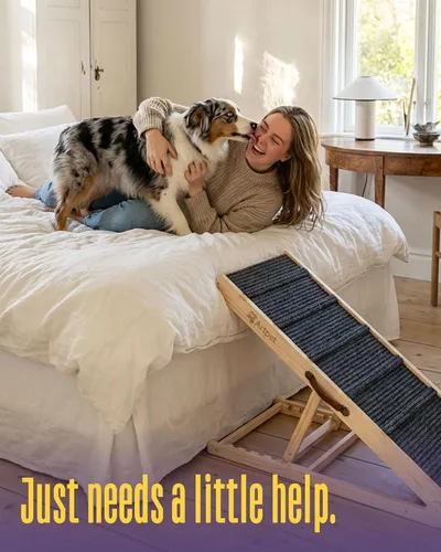 Vista 6 de Rampa ancha para perros para cama, sofá, rampas plegables para perros grandes de hasta 200 libras, rampa para mascotas de 43.3 pulgadas de largo