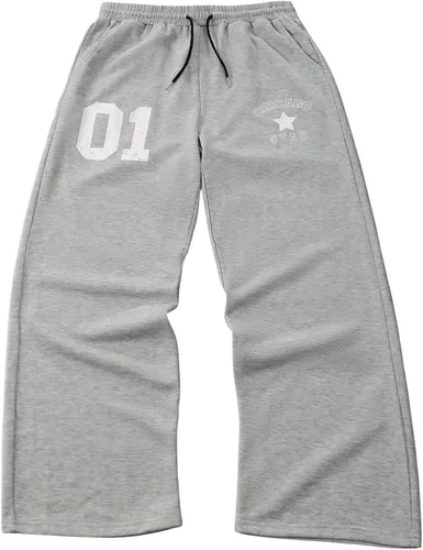 Vista 24 de SOLY HUX Pantalones deportivos holgados Y2k con cordón para hombre Gris oscuro
