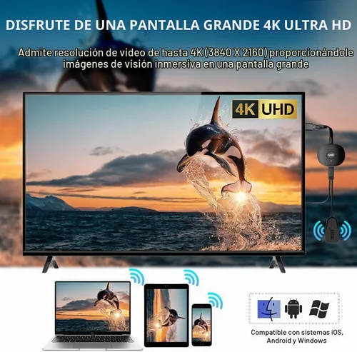 Vista 3 de Adaptador inalámbrico HDMI Display Dongle 4K, Receptor de espejo de pantalla Casting Video y audio de Android, i-OS, Pad, computadora portátil, Negro