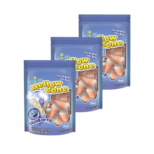Vista 3 de Ricky Joy® Mellow Cone - Conos de malvavisco rellenos de gelatina, bolsa de 3.53 onzas (Extreme Sour) (paquete de 3)