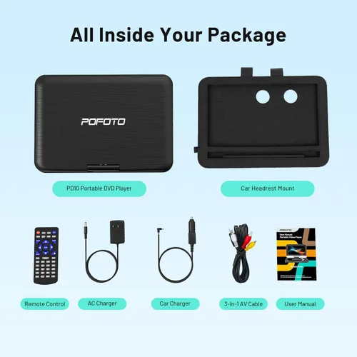 Vista 8 de Reproductor de DVD portátil con pantalla giratoria de 10.5 pulgadas Negro