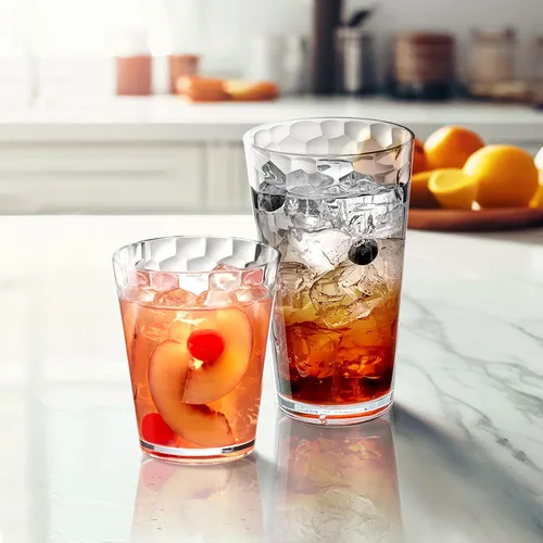 Vista 3 de Amazing Abby Iceberg Vasos Tumblers de 16 Onzas y 24 Onzas (Juego de 12), Vasos Transparentes para Beber, Vasos de Plástico Reutilizables