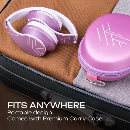 Vista 7 de PowerLocus Auriculares Bluetooth sobre la oreja, auriculares inalámbricos con micrófono, auriculares plegables, orejeras de espuma viscoelástica