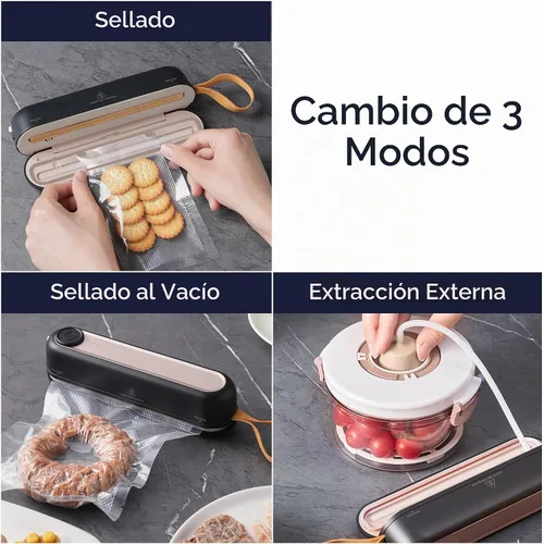 Vista 3 de CIARRA Selladora al vacío portátil – Máquina de preservación de alimentos con 3 modos, sistema de sellado automático compacto para alimentos secos