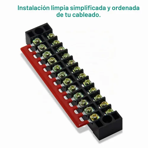 Vista 6 de Bloque de terminales y tira – 5 bloques de terminales de tornillo de doble fila de 12 posiciones de 600 V 15 A con cubierta + 10 tiras de puente