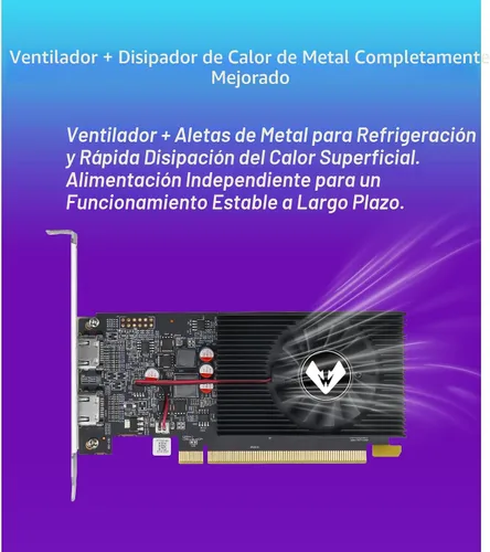 Vista 6 de MOUGOL Tarjeta gráfica AMD Radeon R7 350 4GB GDDR3 de perfil bajo, 2