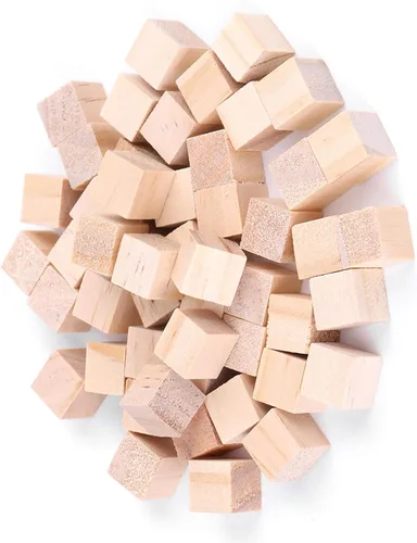 Vista 4 de Karlak Square Wood Cubes, Smooth Natural Craft Blocks (25mm (10 Pieces))