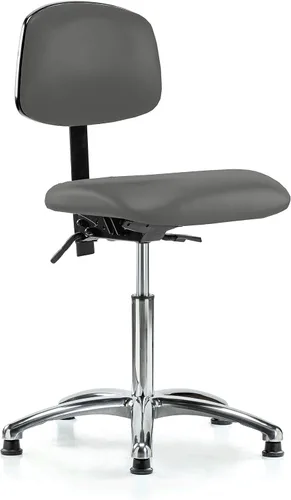 Vista 78 de Perch - Silla de laboratorio con ruedas cromadas con soporte de respaldo ajustable, altura del escritorio de 17 a 22 pulgadas, tela negra