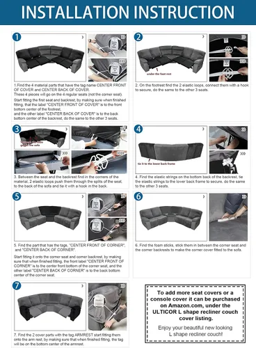 Vista 4 de cjc Fundas de terciopelo para sofá modular, funda reversible en forma de L, protector de sofá reclinable para sala de estar