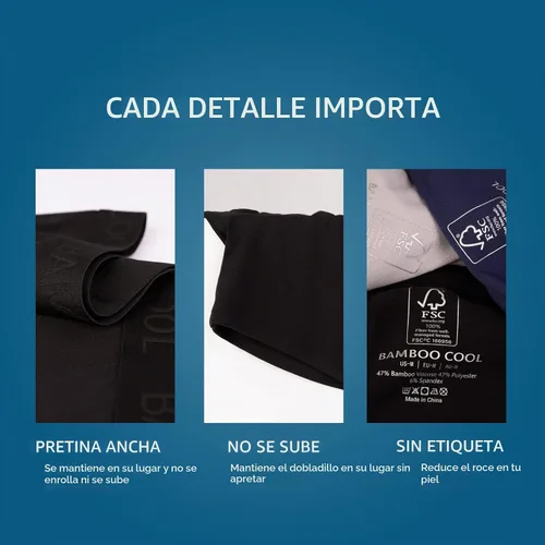 Vista 5 de BAMBOO COOL Calzoncillos tipo bóxer ultra suaves para hombre, paquete