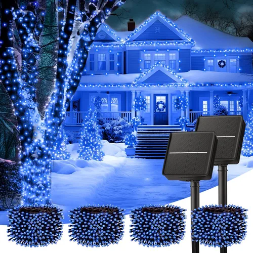 Vista 26 de Minetom Luces de Cadena Solares para Exteriores, 40 pies, 100 Luces LED de Cadena Alimentadas por Energía Solar con 8 Modos de Iluminación, Luces