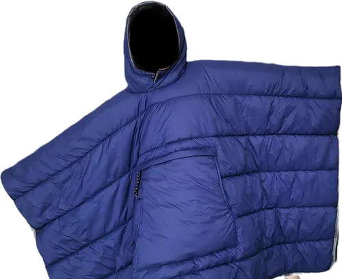 Vista 12 de Gaorui Poncho Abrigo Exterior Camping Calor Pequeña Manta de Edredón Resistente al Agua Saco de Dormir Capa Manto, Azul, 79 x 55 pulg.