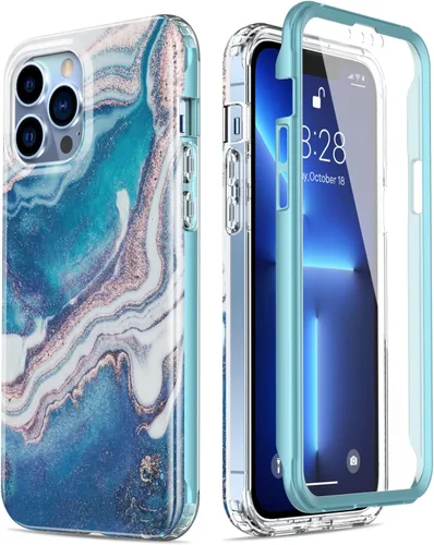 Vista 22 de Esdot Funda protectora para iPhone 13 Mini con protector de pantalla integrado, protección de grado militar con diseños de moda para mujeres