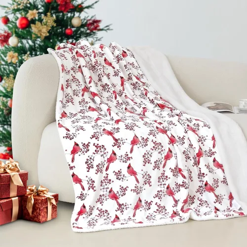 Vista 14 de Elegant Comfort - Manta reversible y ultra suave de franela con forro polar - Manta de sherpa navideña de invierno - Ligera, suave y acogedora