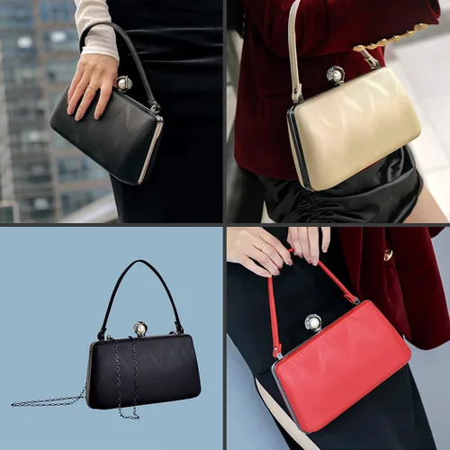 Vista 5 de Bolsa de noche para mujer con asa superior formal para graduación cóctel fiesta boda novia bolso de mano con cadena cruzada