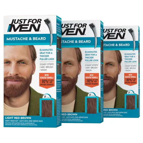 Vista 15 de Just For Men - Tinte para bigote y barba, tinte para barba para hombres con cepillo, incluye queratina, biotina, aloe vera y aceite de coco