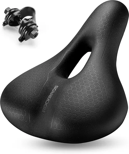 Vista 10 de ROCKBROS Asiento de bicicleta de espuma viscoelástica, sillín de bicicleta cómodo e impermeable para bicicletas de ciudad, MTB y carreras
