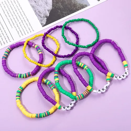 Vista 40 de Surfer Heishi - Pulseras apilables para mujer, apilables, de vinilo arcoíris, disco de arcilla, pulseras elásticas para la amistad, joyería bohemia