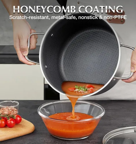Vista 2 de KOCH SYSTEME CS Triply Stainless Steel Cookware Set 6 Piece, Nonstick Hybrid Pots Set 2QT & 3QT & 8QT, Kitchen Cookware Set with Honeycomb