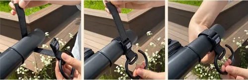 Vista 6 de Gancho antideslizante para cochecito para colgar bolsas de pañales, monedero, compras en cochecitos buddyduggy