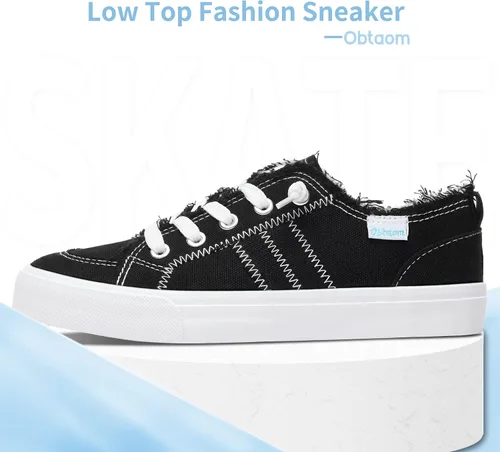 Vista 2 de Obtaom Play - Tenis de lona para mujer, color blanco deslavado y estampado de leopardo, sin cordones, a la moda