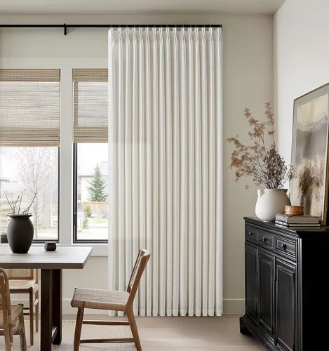 Vista 15 de TWODRAPES Cortinas de Lino Plisadas con Pinza Beige Blancas de 54 Pulgadas de Largo 2 Paneles para Comedor Cocina Dormitorio Plisadas Semi