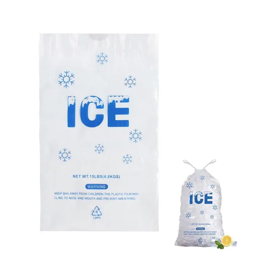 Vista 9 de 200 UNIDADES Bolsas de Hielo de Plástico con Cordón de 3 lb. 9 x 15.5 Pulgadas Bolsas de Hielo de Plástico Resistentes con Cordón de Plástico