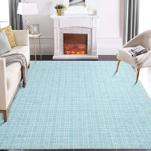 Vista 11 de GAOMON Alfombra Corredor de Área de 2 x 6 pies moderna geométrica gris de lana sintética antideslizante de pelo bajo hecha a máquina lavable