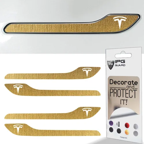 Vista 28 de IPG Kit de 4 calcomanías para manija de puerta de Tesla Model 3/Model Y (juego de 4) con logotipo de Tesla (fibra de carbono negra)